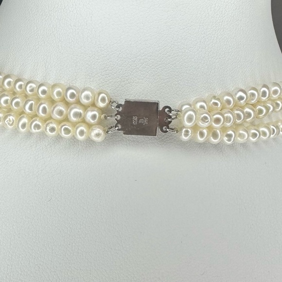 Danbury Mint Freshwater Pearl & Dyed Howlite 3-Strand Necklace 925 Clasp - Picture 11 of 16